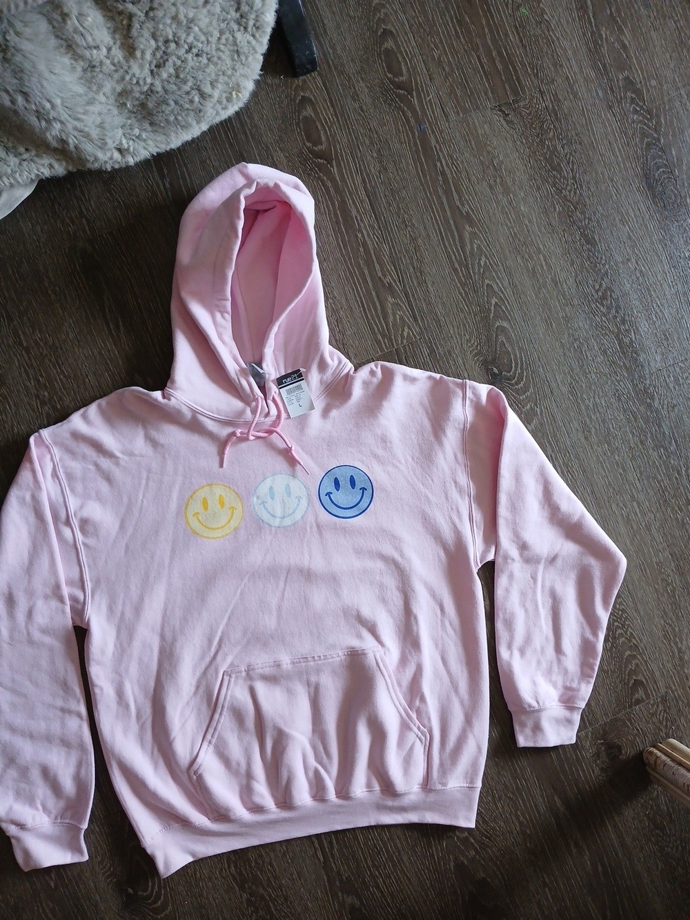 Rue21 Pink Hoodie with Yellow, White & Blue Smiley Faces